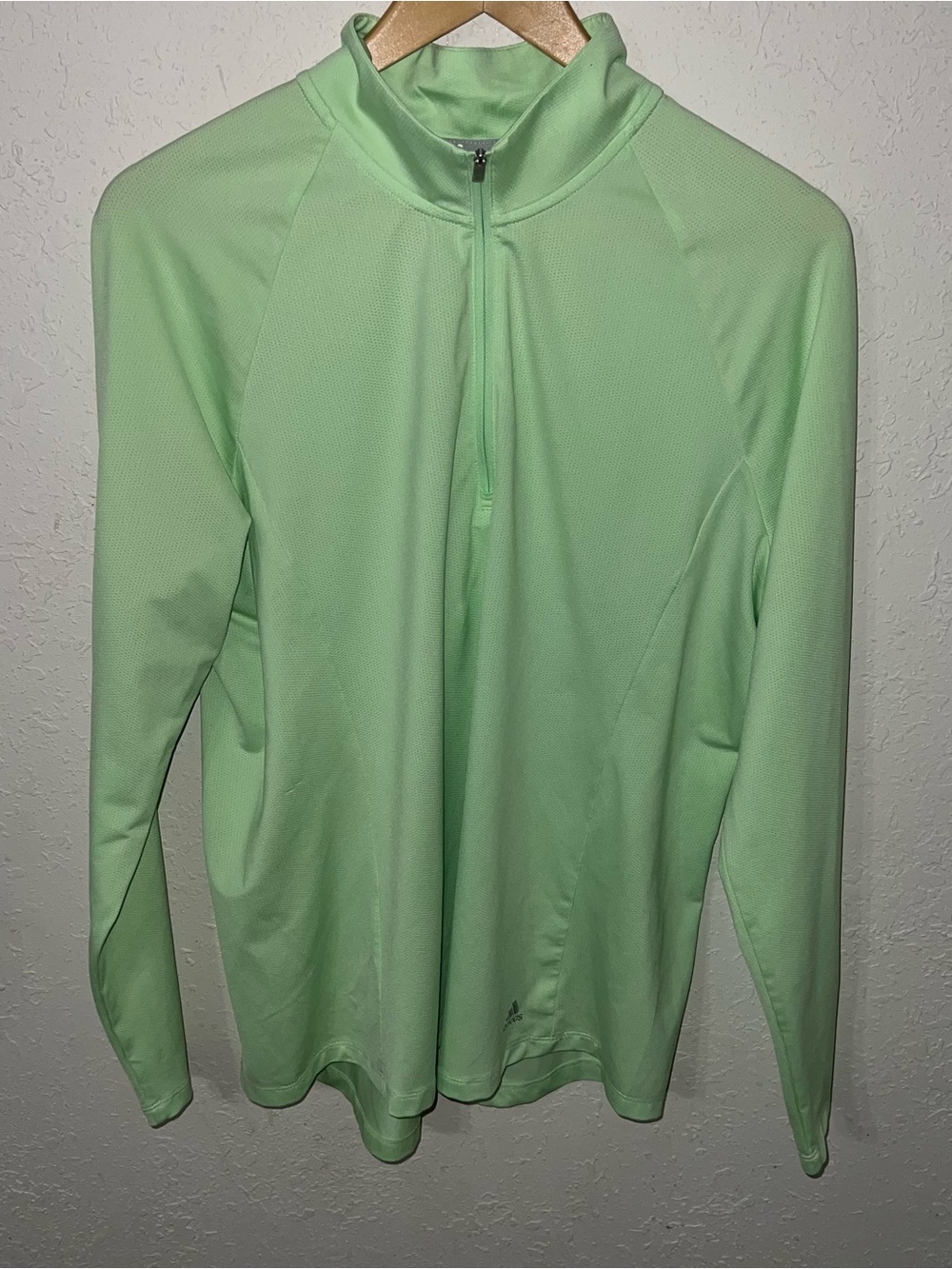 Adidas ULTIMATE365 Green Jade PRINTED QUARTER-ZIP MOCK NECK TOP Size XL.